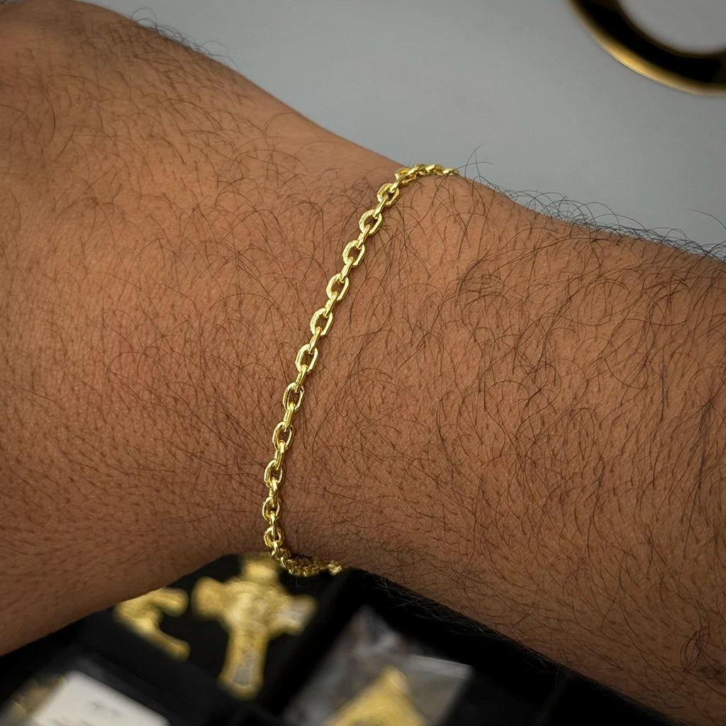 Pulseira Cadeado 2mm Banhado a Ouro 18K