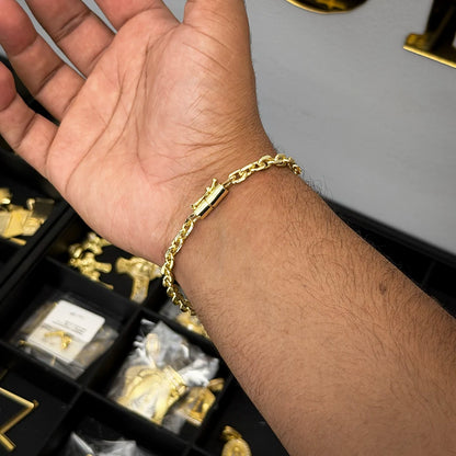 Pulseira Cadeado 5mm Banhado a Ouro 18K