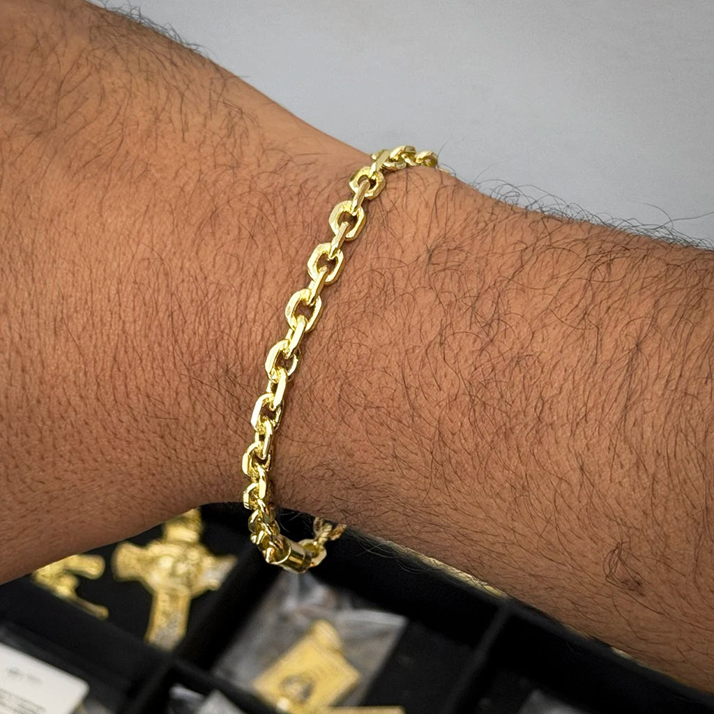 Pulseira Cadeado 5mm Banhado a Ouro 18K