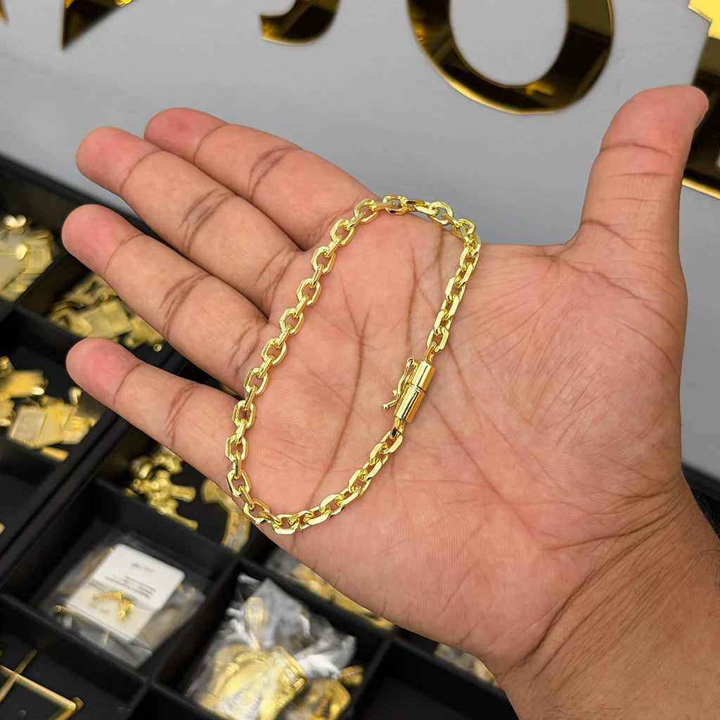 Pulseira Cadeado 5mm Banhado a Ouro 18K