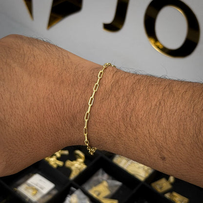 Pulseira Cadeado Alongado 2mm Banhada a Ouro 18K