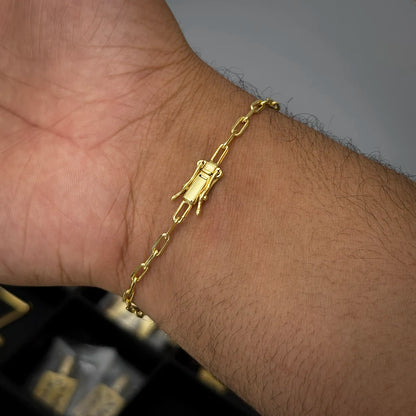 Pulseira Cadeado Alongado 2mm Banhada a Ouro 18K