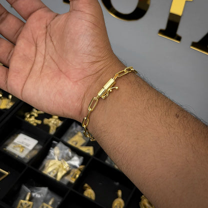 Pulseira Cadeado Alongado 6mm Banhada a Ouro 18K