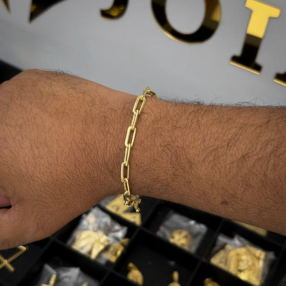 Pulseira Cadeado Alongado 6mm Banhada a Ouro 18K