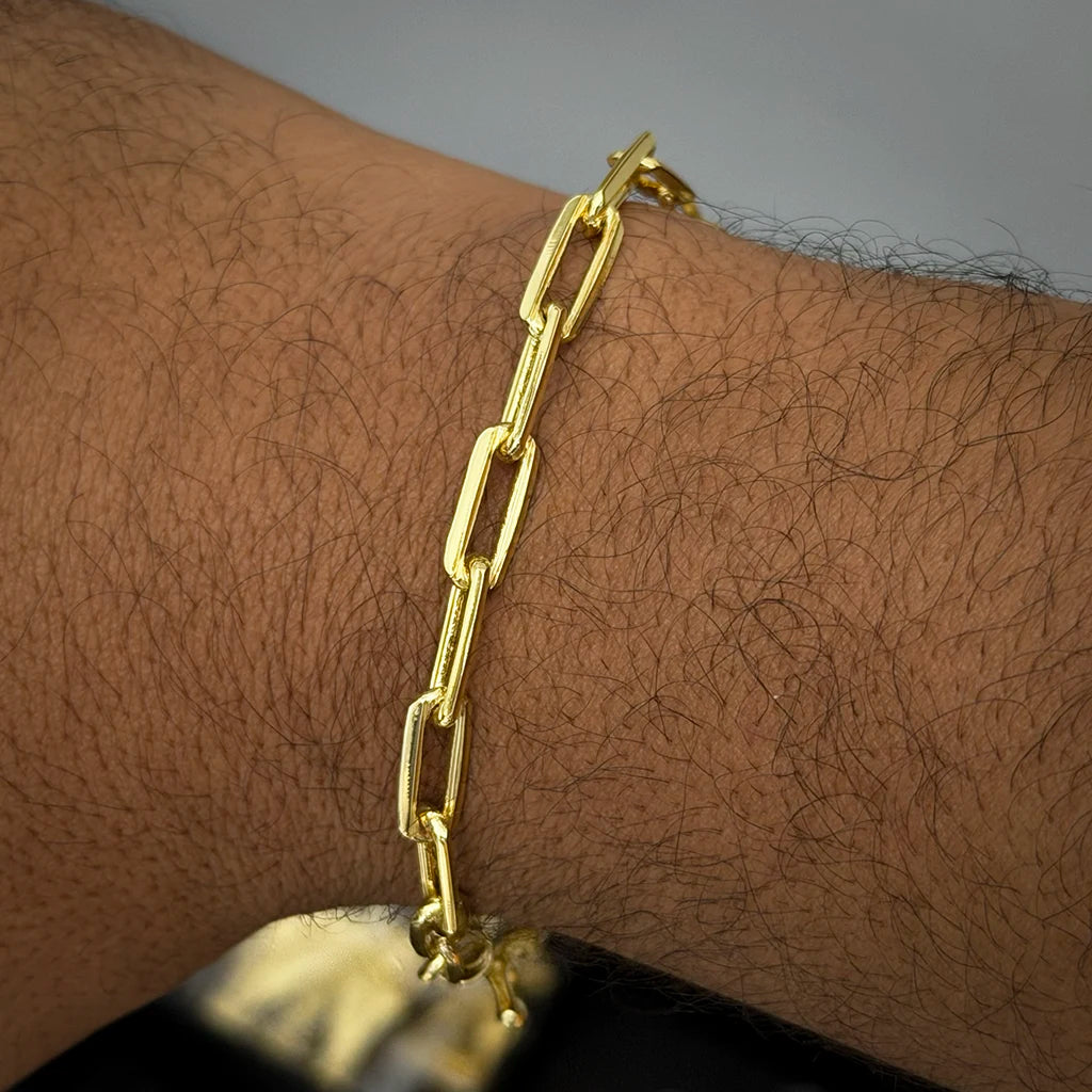 Pulseira Cadeado Alongado 6mm Banhada a Ouro 18K