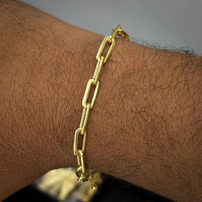 Pulseira Cadeado Alongado 6mm Banhada a Ouro 18K
