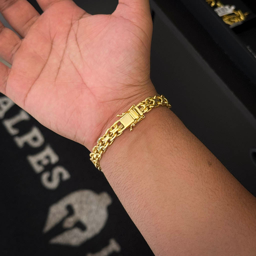 Pulseira Cadeado Duplo 10mm Banhado a Ouro 18K