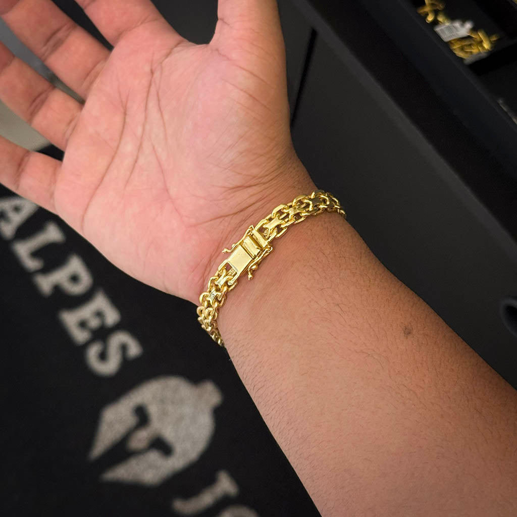 Pulseira Cadeado Duplo 10mm Banhado a Ouro 18K