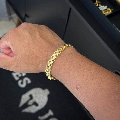 Pulseira Cadeado Duplo 10mm Banhado a Ouro 18K