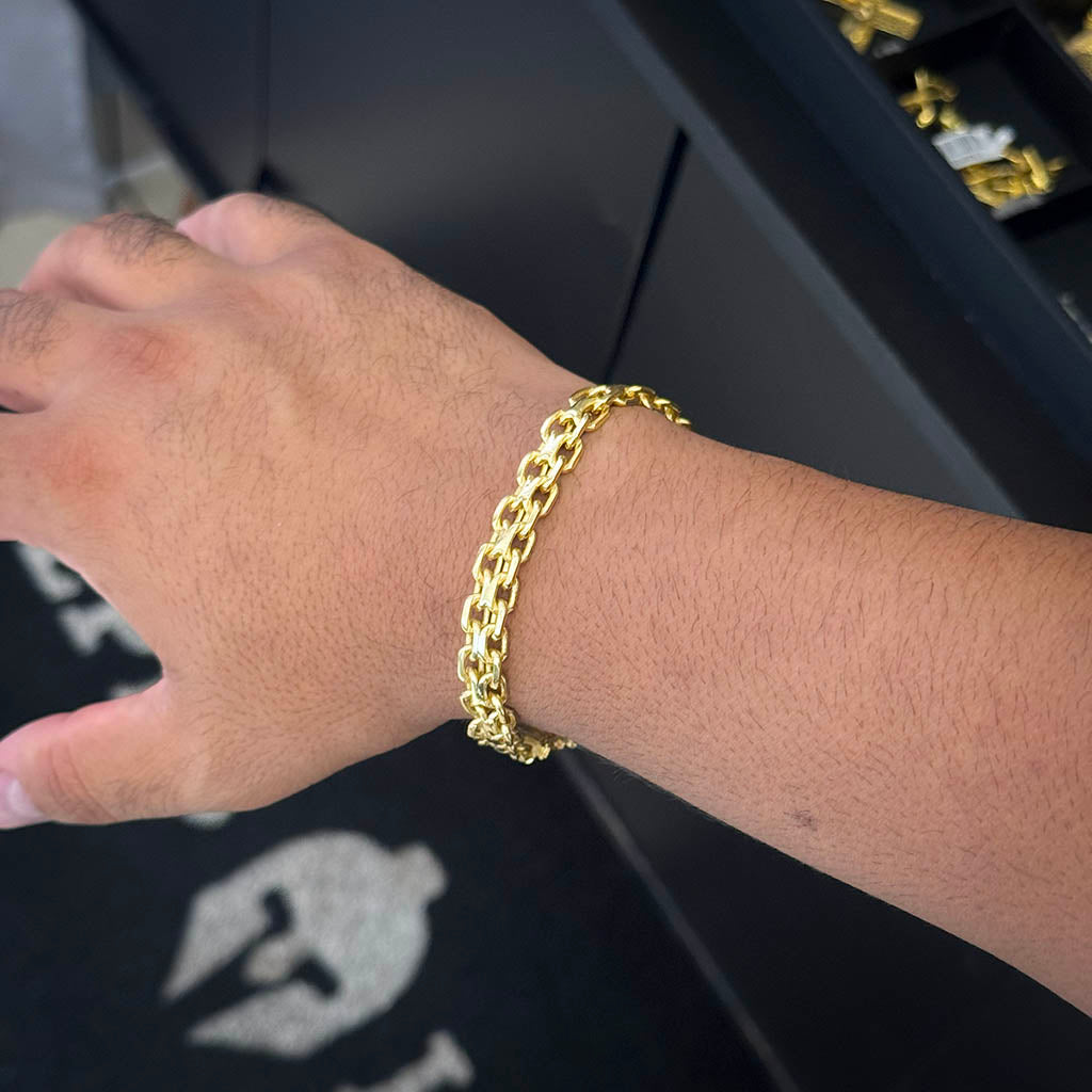 Pulseira Cadeado Duplo 10mm Banhado a Ouro 18K