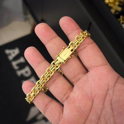 Pulseira Cadeado Duplo 10mm Banhado a Ouro 18K
