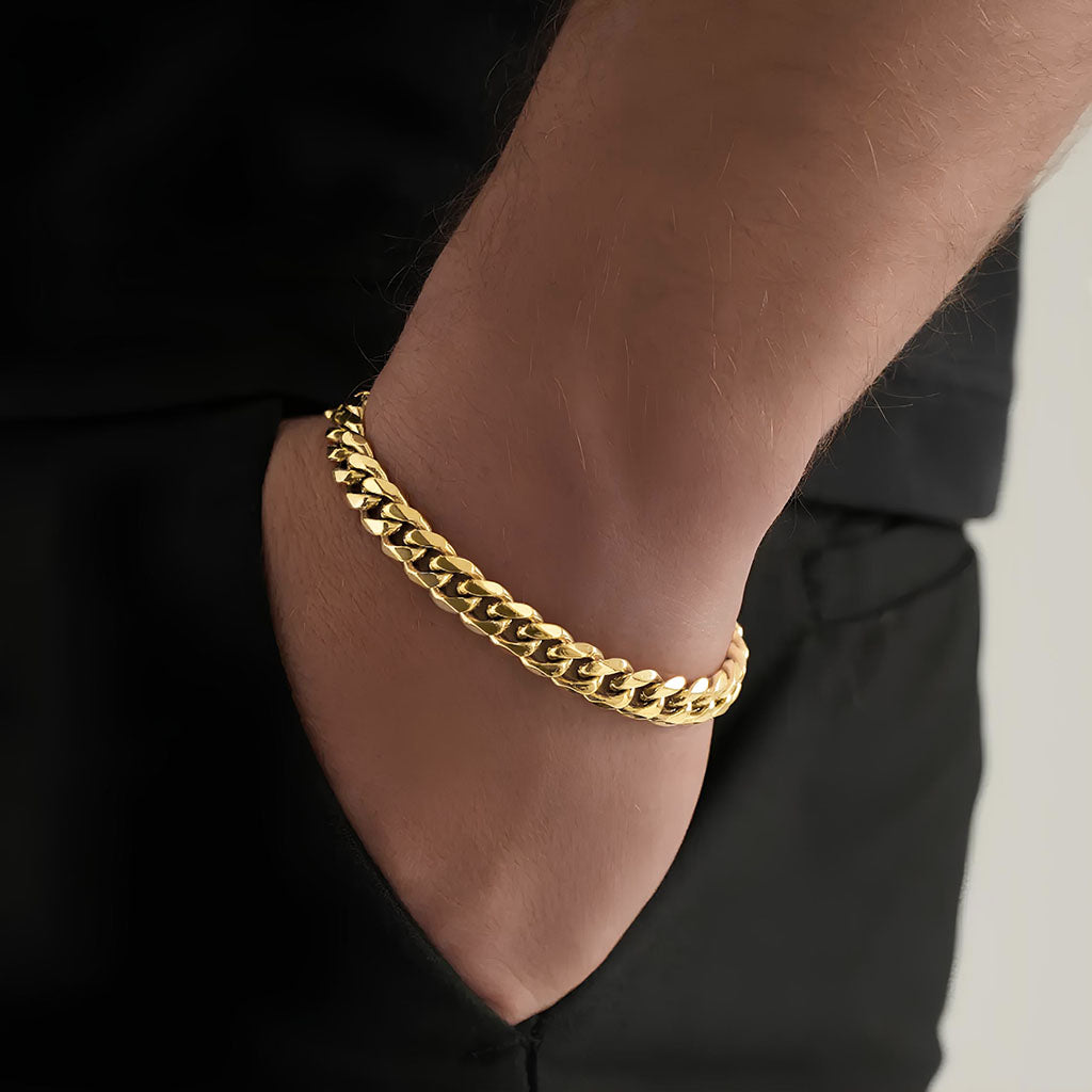 Pulseira Cuban 8mm Banhado a Ouro 18K