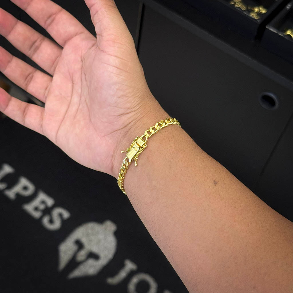 Pulseira Cubana 6mm Banhada a Ouro 18K