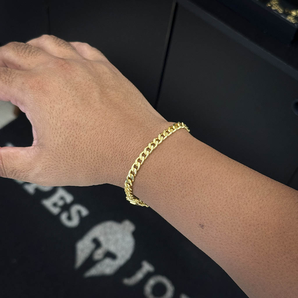 Pulseira Cubana 6mm Banhada a Ouro 18K