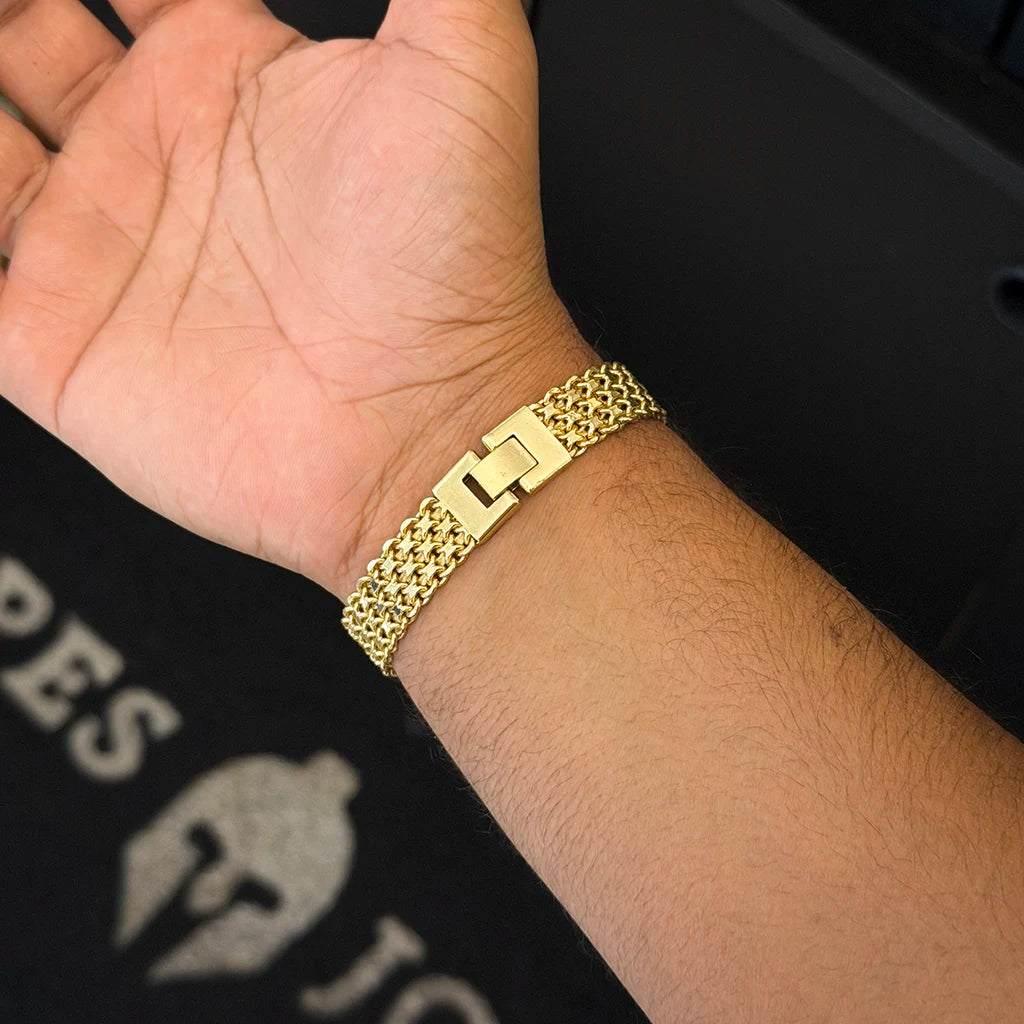 Pulseira Esteira 12mm Banhado a Ouro 18K