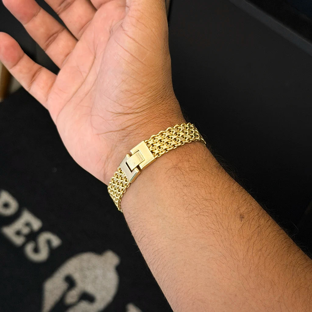 Pulseira Esteira 12mm Banhado a Ouro 18K