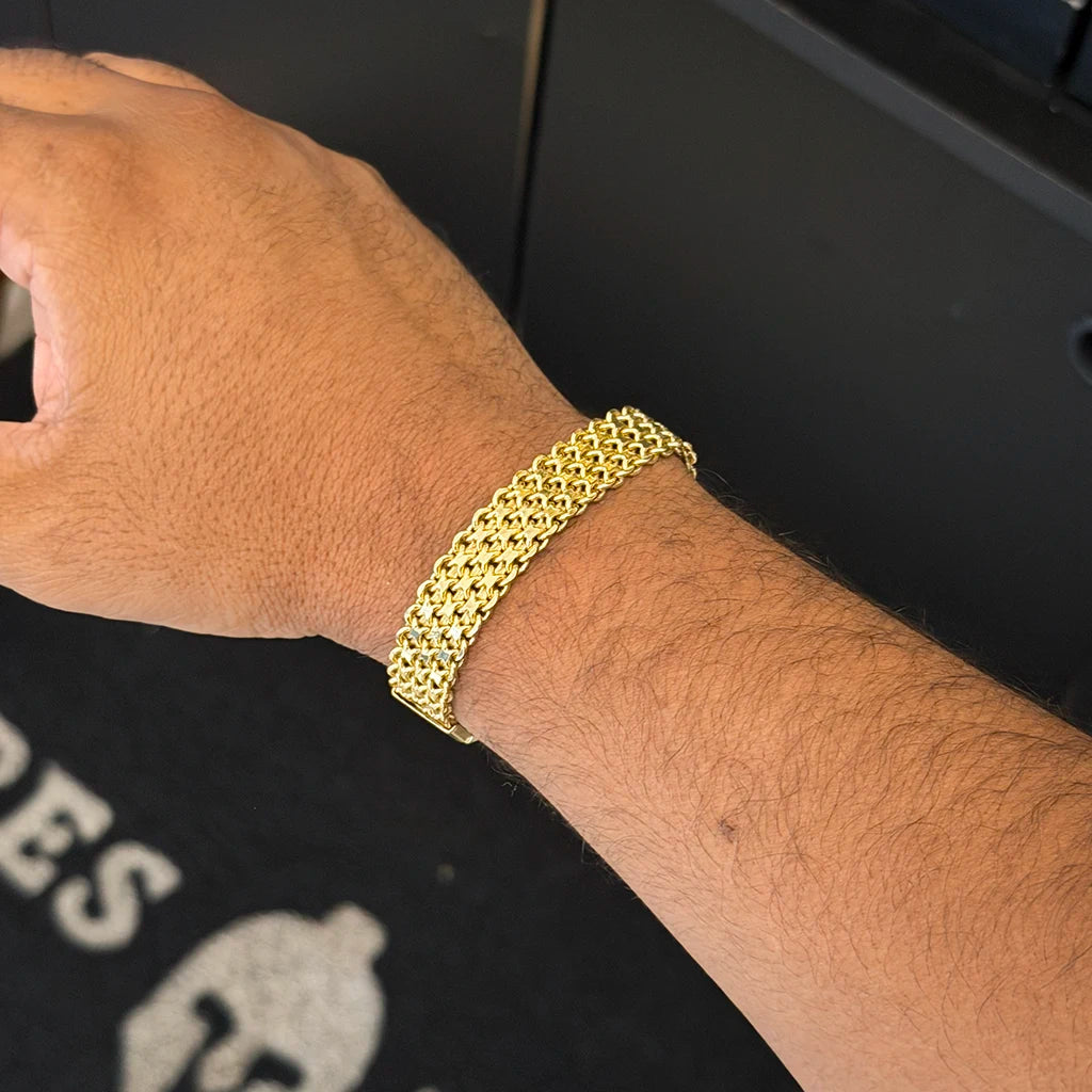 Pulseira Esteira 12mm Banhado a Ouro 18K