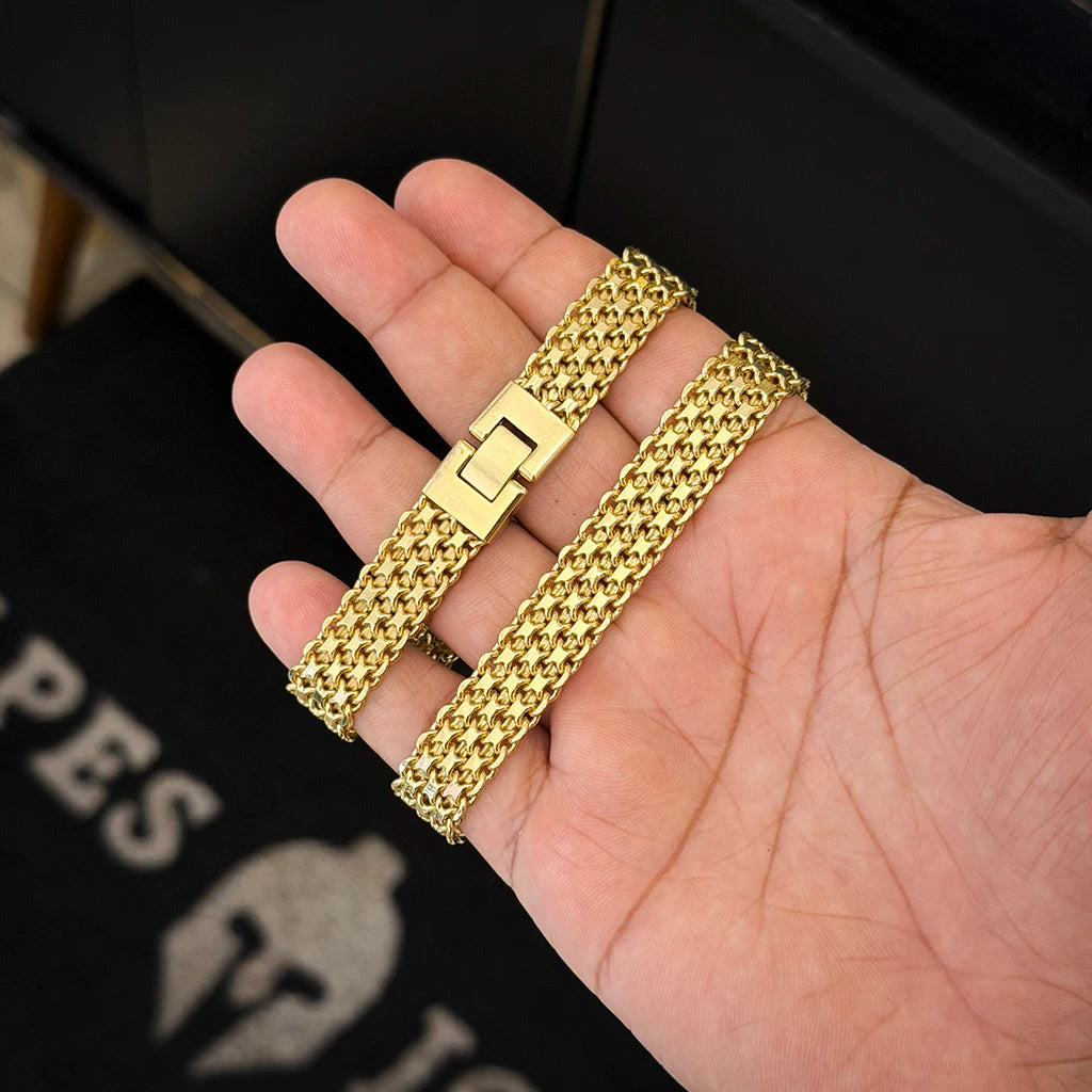 Pulseira Esteira 12mm Banhado a Ouro 18K