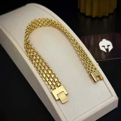 Pulseira Esteira 12mm Banhado a Ouro 18K