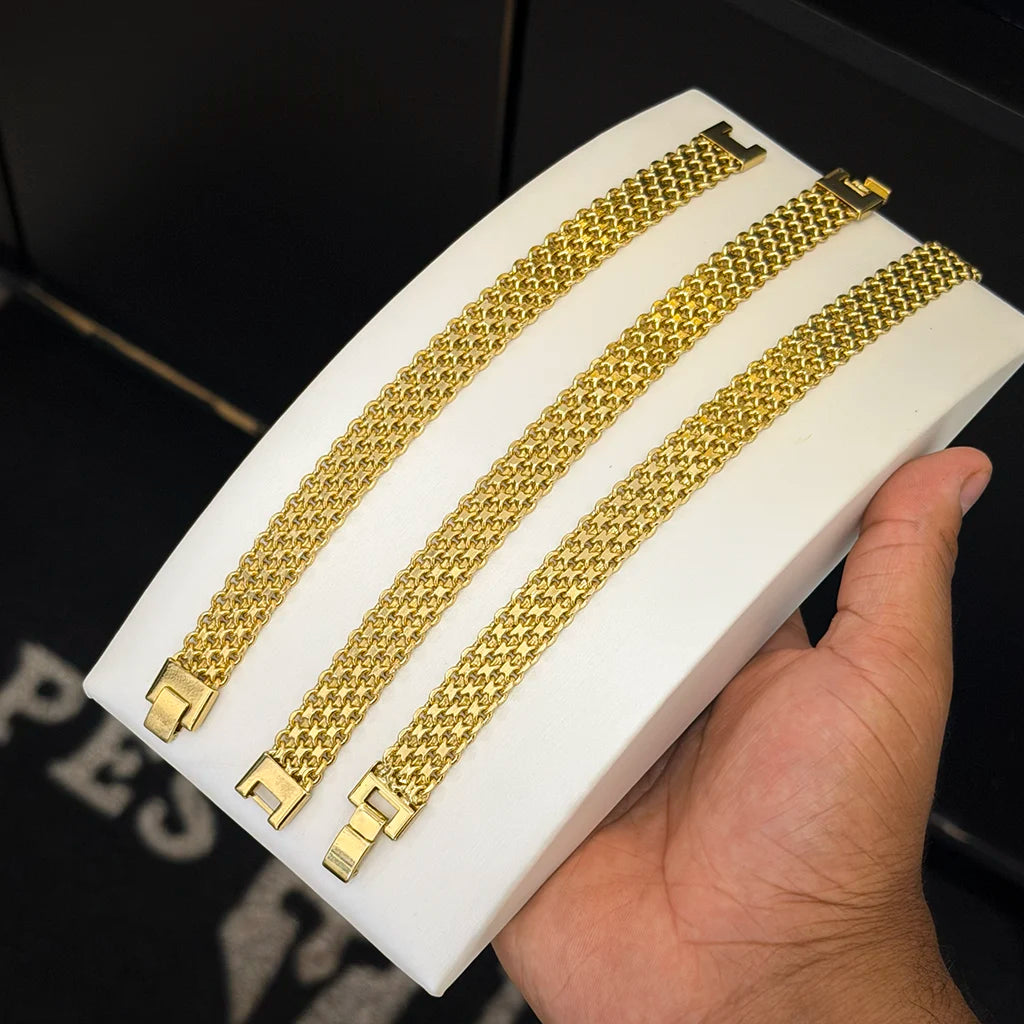 Pulseira Esteira 12mm Banhado a Ouro 18K