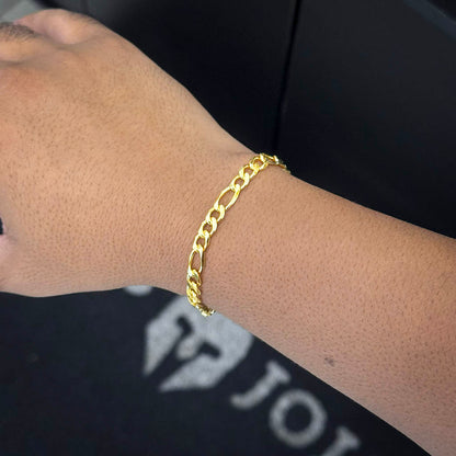 Pulseira Fígaro 3x1 4,5mm Banhada a Ouro 18K
