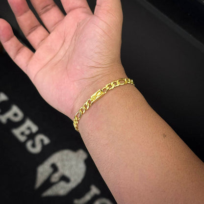 Pulseira Fígaro 3x1 4,5mm Banhada a Ouro 18K