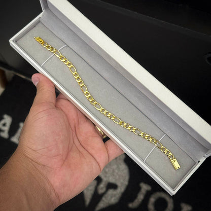 Pulseira Fígaro 3x1 4,5mm Banhada a Ouro 18K