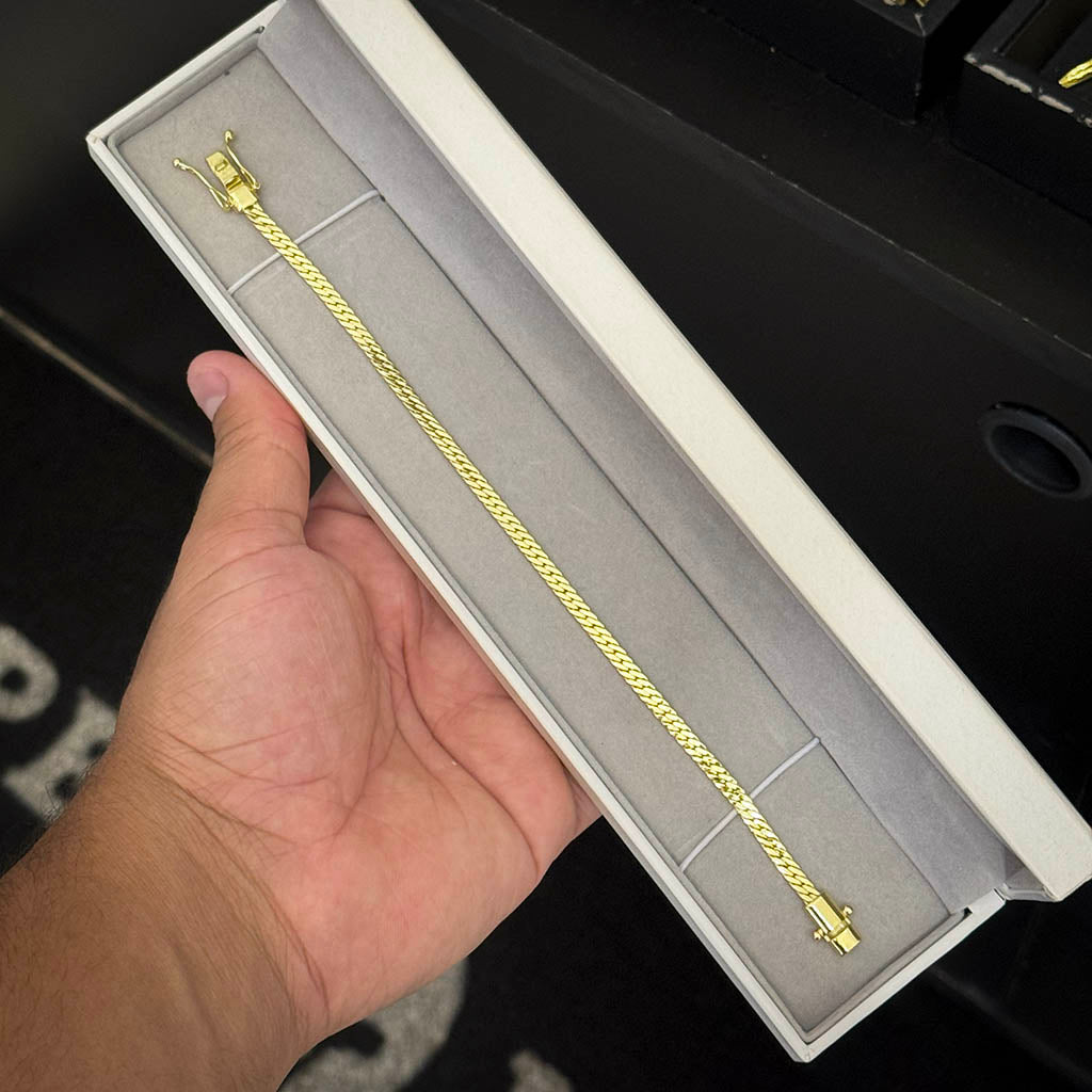Pulseira Flat 4mm Banhada a Ouro 18K