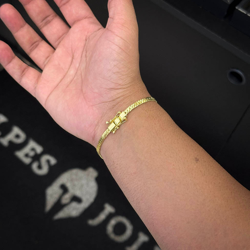 Pulseira Flat 4mm Banhada a Ouro 18K