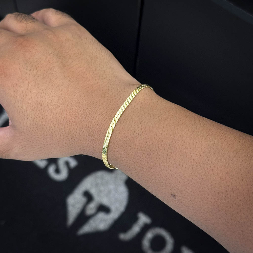 Pulseira Flat 4mm Banhada a Ouro 18K