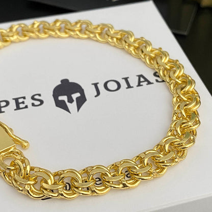 Pulseira Friso Duplo 6mm Banhada a Ouro 18K