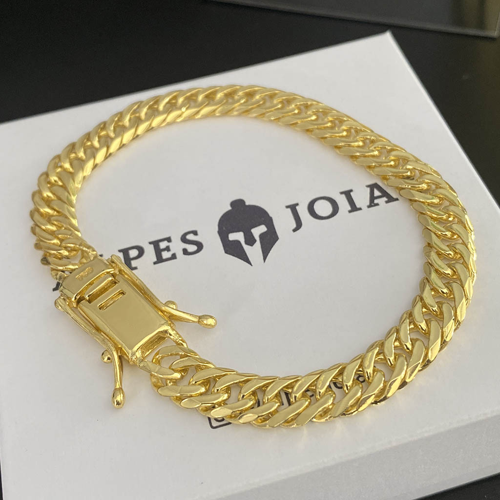 Pulseira Grumet Dupla 10mm Banhada a Ouro 18K