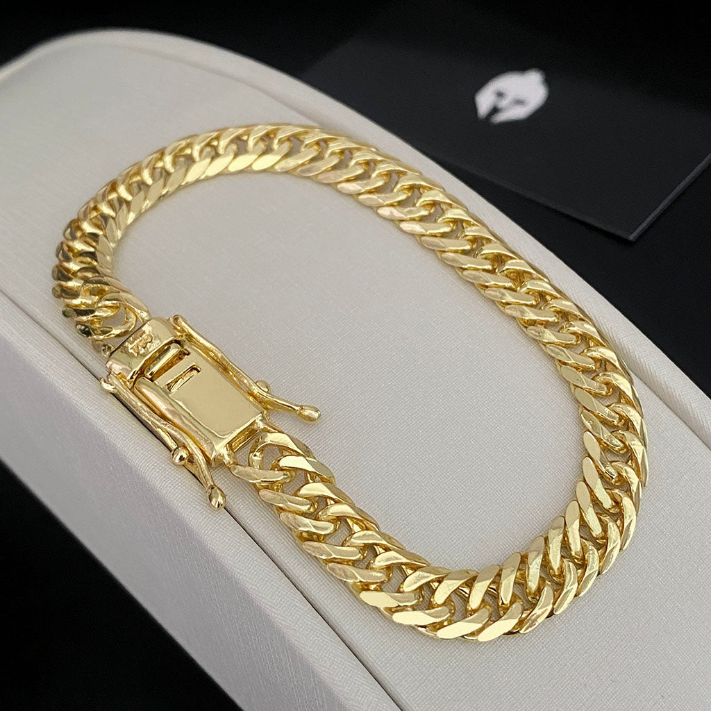 Corrente + Pulseira Grumet Duplo 10mm Banhado a Ouro 18K