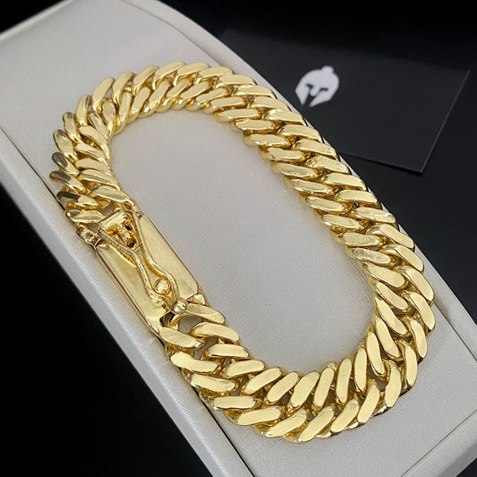 Pulseira Grumet Dupla 13mm Banhada a Ouro 18K