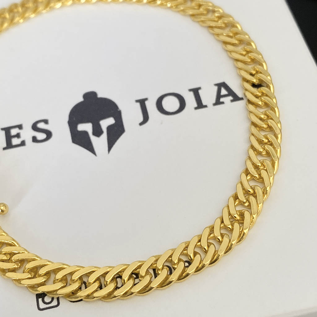 Pulseira Grumet Dupla 5mm Banhada a Ouro 18K