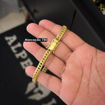 Pulseira Grumet Dupla 7mm Banhada a Ouro 18K