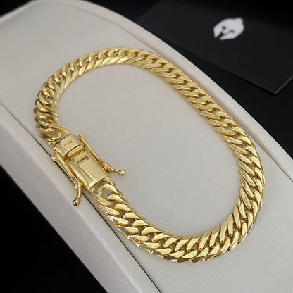 Corrente + Pulseira Grumet Duplo 7mm Banhado a Ouro 18K