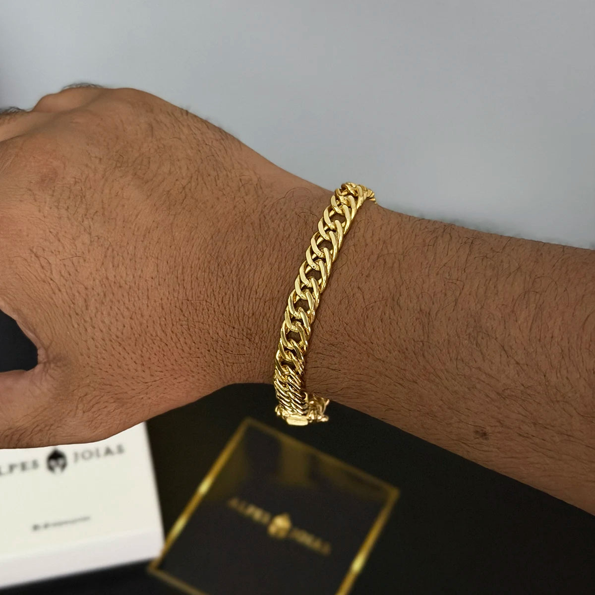 Pulseira Grumet Dupla 9mm Banhado a Ouro 18K