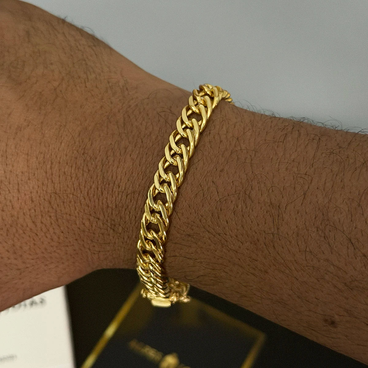 Pulseira Grumet Dupla 9mm Banhado a Ouro 18K