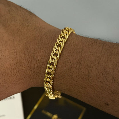 Pulseira Grumet Dupla 9mm Banhado a Ouro 18K