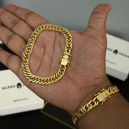 Pulseira Grumet Dupla 9mm Banhado a Ouro 18K