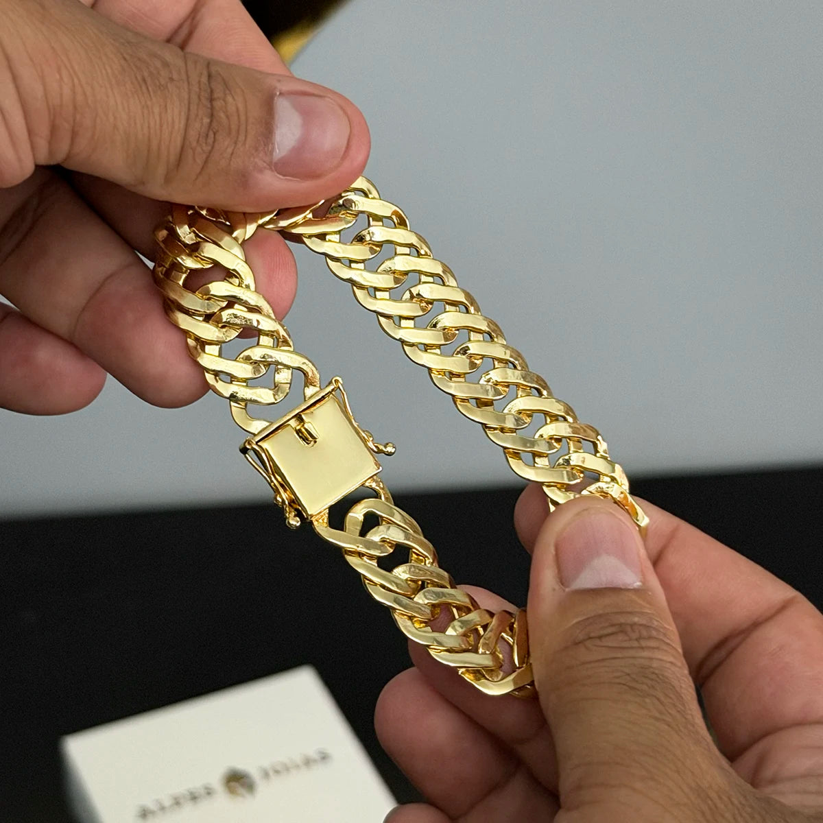Pulseira Grumet Tripla 15mm Banhado a Ouro 18K