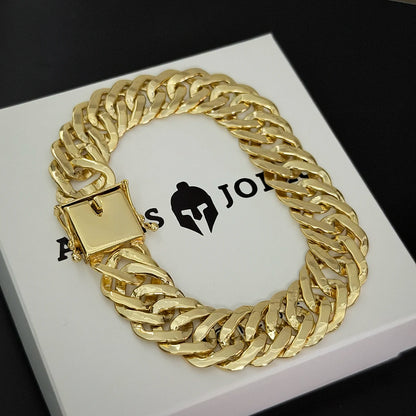 Pulseira Grumet Tripla 15mm Banhado a Ouro 18K