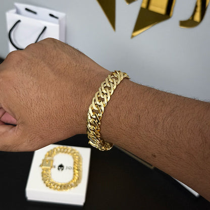 Pulseira Grumet Tripla 15mm Banhado a Ouro 18K
