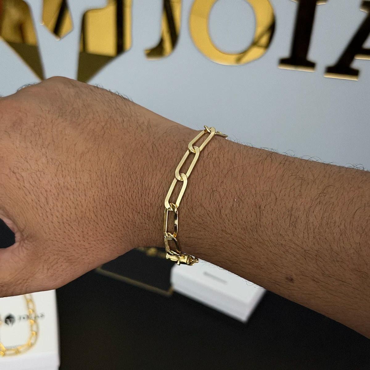 Pulseira Laminada 8mm Banhado a Ouro 18K