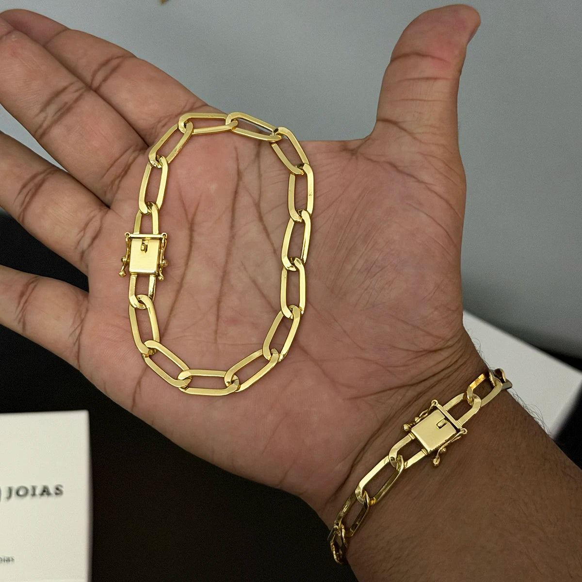 Pulseira Laminada 8mm Banhado a Ouro 18K