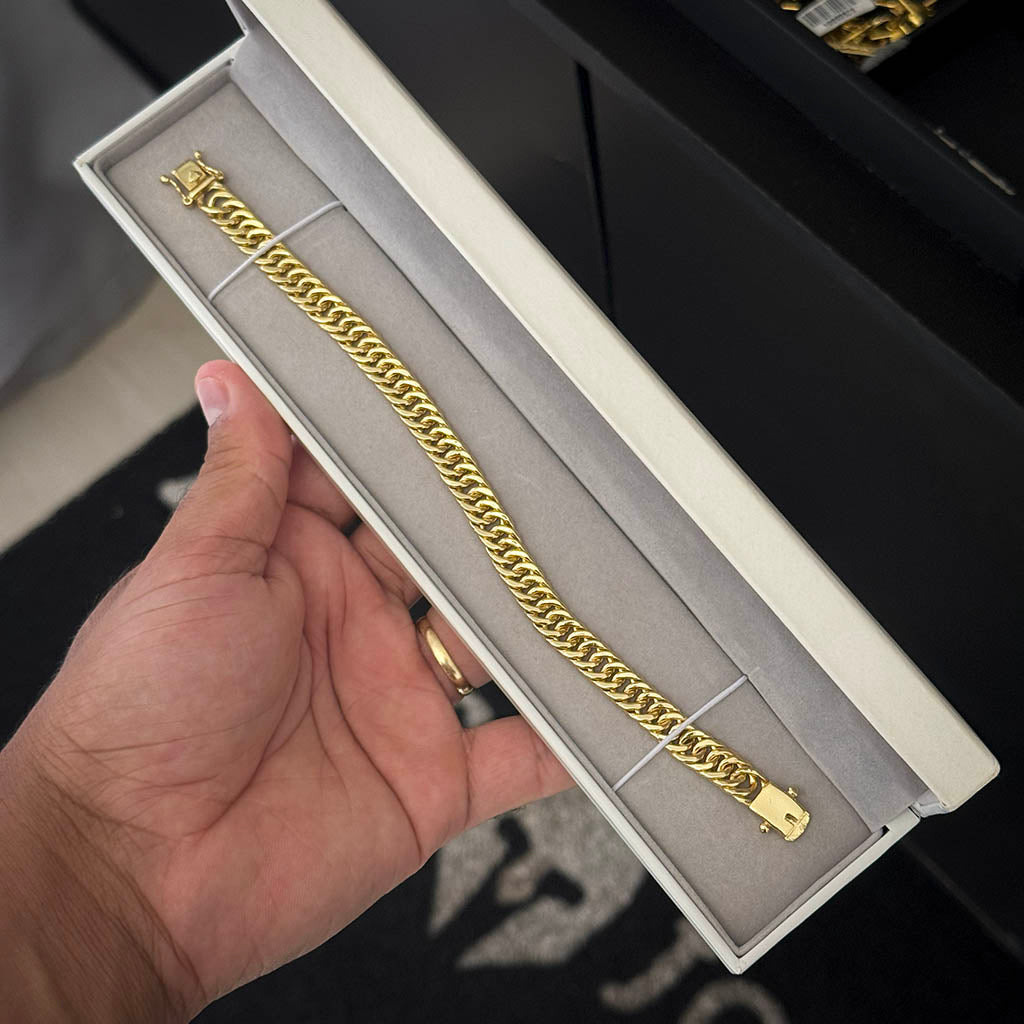 Pulseira Maciça 8mm Banhada a Ouro 18K