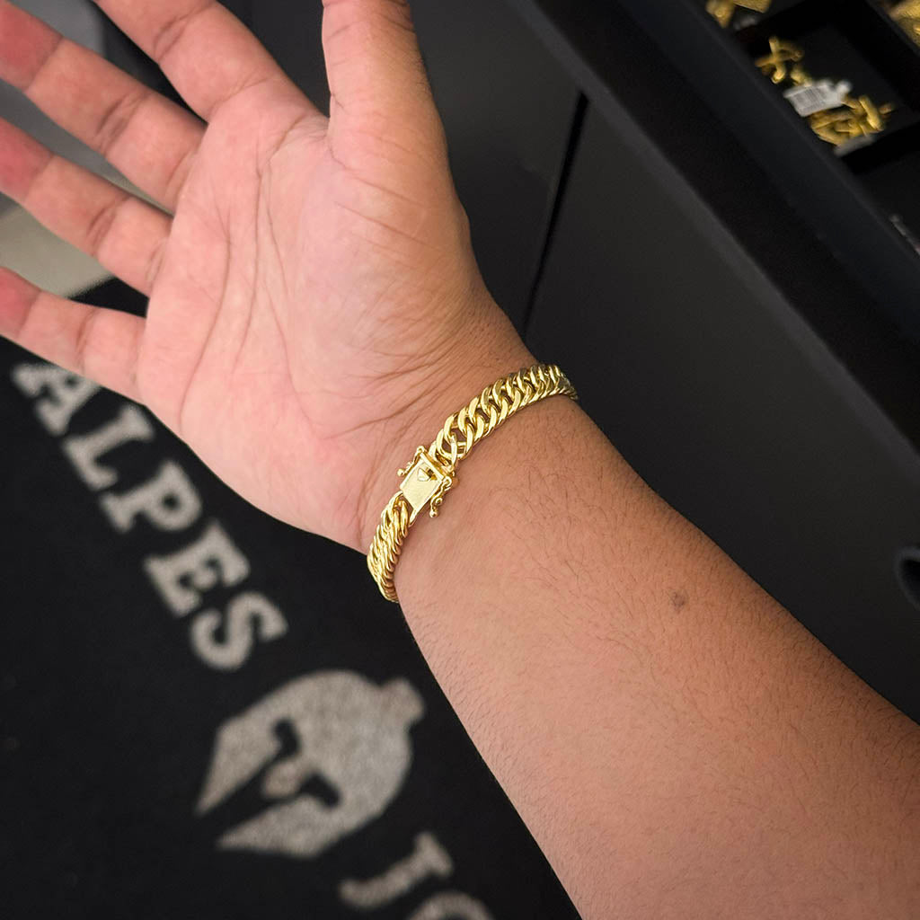 Pulseira Maciça 8mm Banhada a Ouro 18K