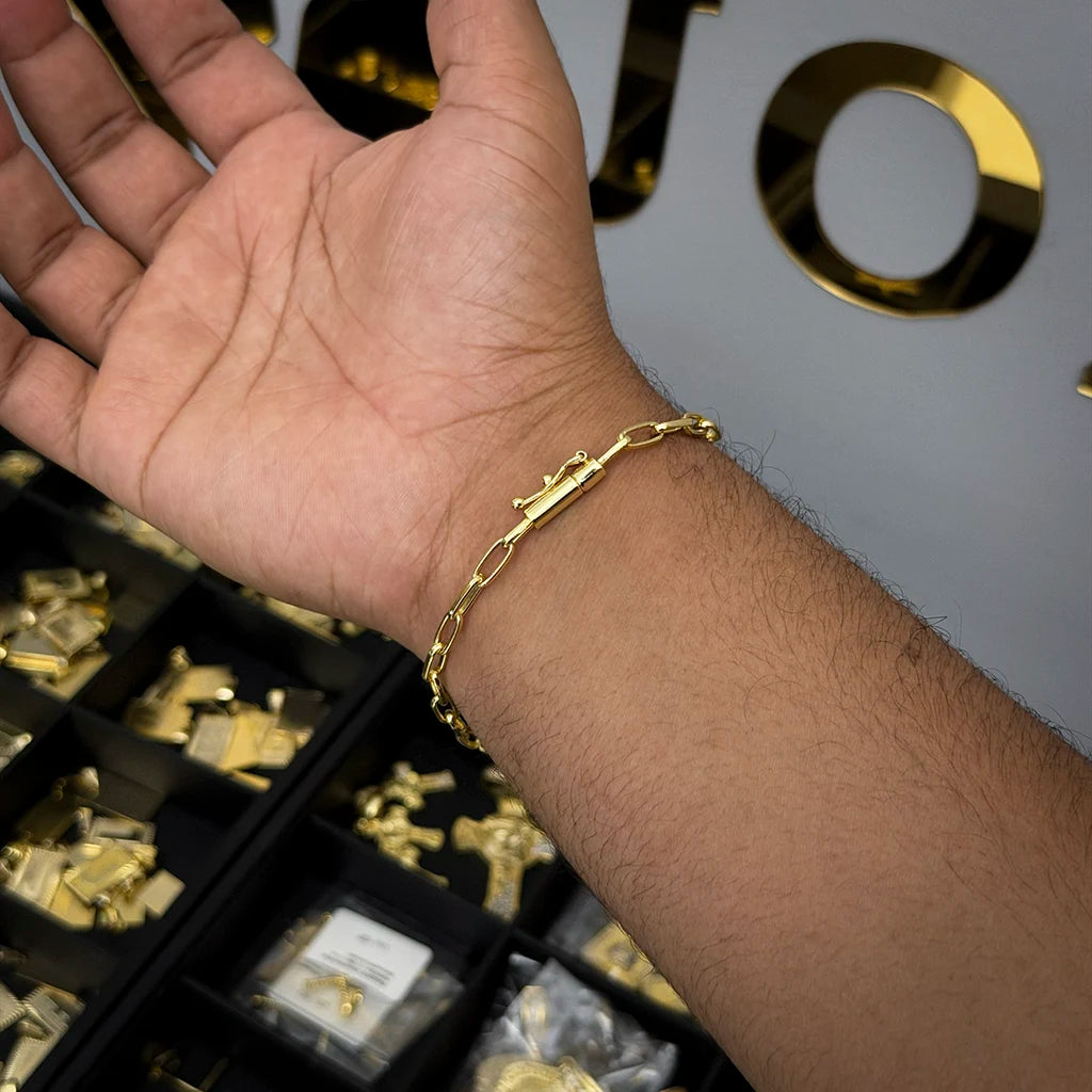 Pulseira Meia Cana 4mm Banhada a Ouro 18K