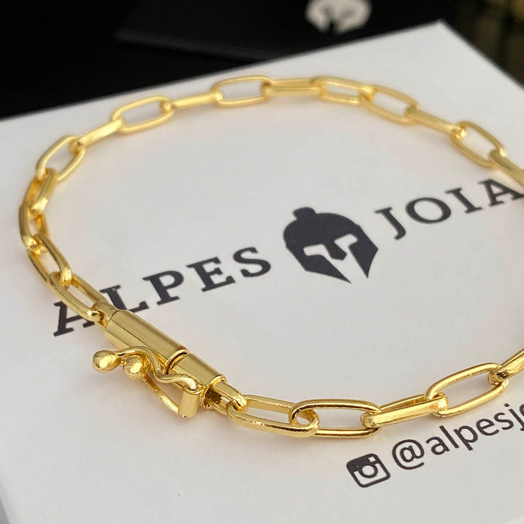 Pulseira Meia Cana 4mm Banhada a Ouro 18K